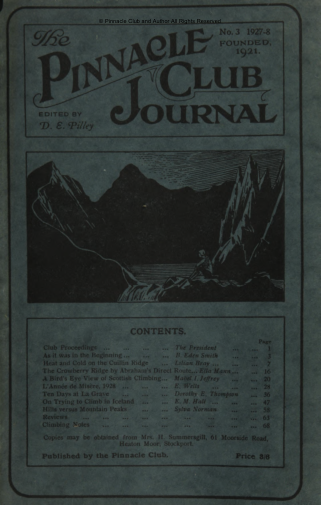 The Pinnacle Club Journal No.-03 1927-1928 cover